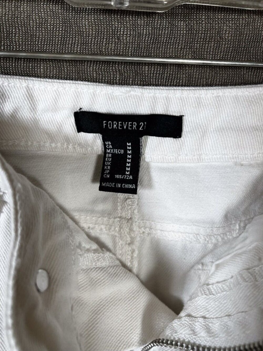 Forever 21 Demin Mini Skirt White Med 100% Cotton Solid - Picture 5 of 6